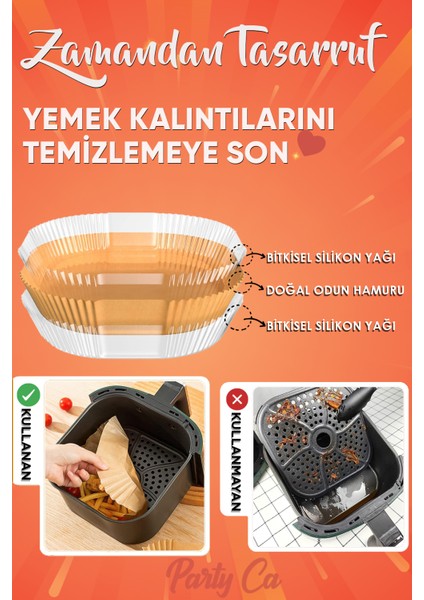Airfryer Pişirme Kağıdı Yağsız Hava Fritözü Philips Tefal Xiaomi 60 Adet 16CM Kare fırsatları