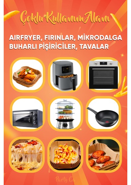 Airfryer Pişirme Kağıdı Yağsız Hava Fritözü Philips Tefal Xiaomi 60 Adet 16CM Kare