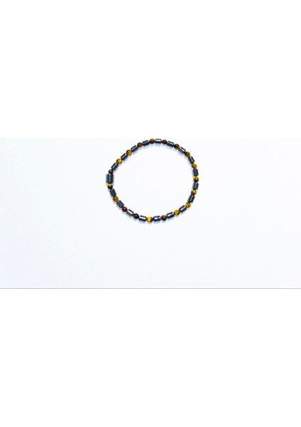 Kaplan Gözü & Hematit 3x4 mm Doğal Taş Bileklik