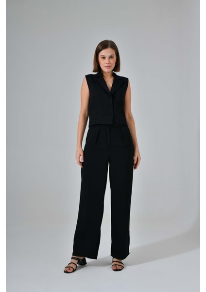 Siyah Kaplama Düğme Cepli Yelek fiyatları