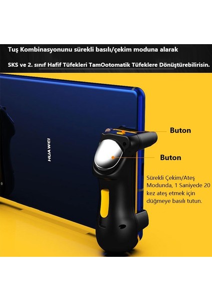 Duhalıne Pubg Oyun Konsolu Aparatı Tablet Uyumlu Manyetik Tetik  Gamepad 6 Parmak Joystick