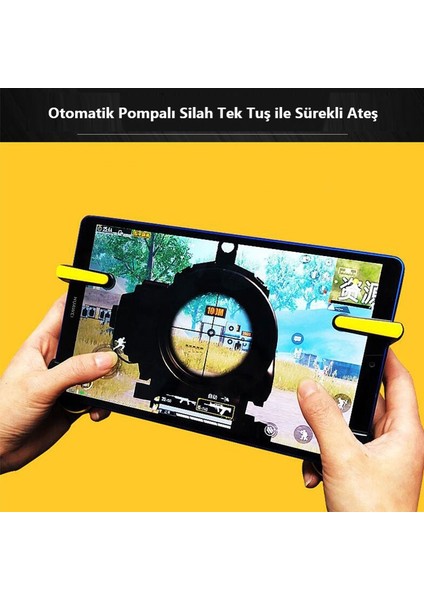 Duhalıne Pubg Oyun Konsolu Aparatı Tablet Uyumlu Manyetik Tetik  Gamepad 6 Parmak Joystick