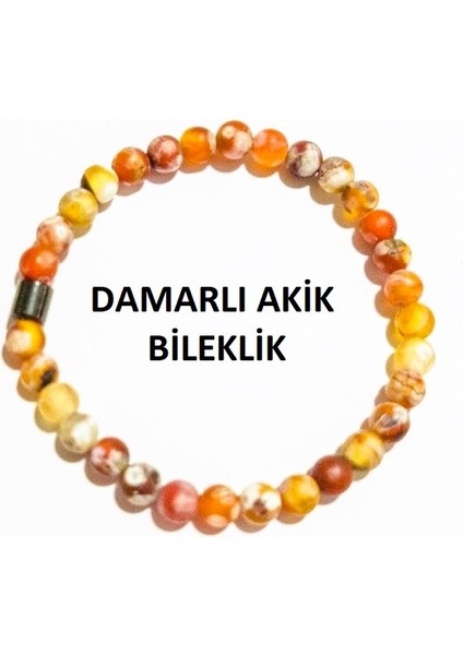Damarlı Akik 6mm Doğaltaş Bileklik