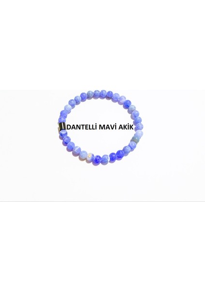 Mavi Dantelli Akik 6mm Doğal Taş Bileklik