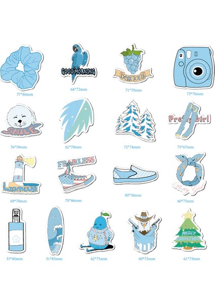Mavi Tema 35 Adet Sticker