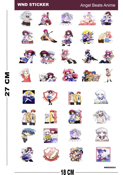 Anime Angel Beats Sticker Seti