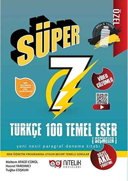 Nitelik Yayınları 7. Sınıf Yeni Nesil Süper Türkçe 100 Temel Eser Paragraf Deneme