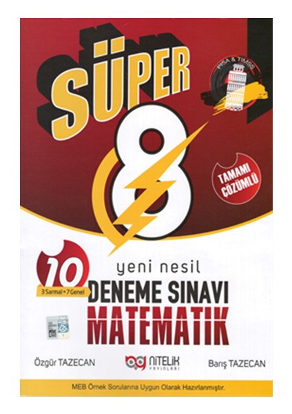 8. Sınıf Deneme Yeni Nesil Süper Matematik Tamamı Çözümlü 10 Deneme Sınavı