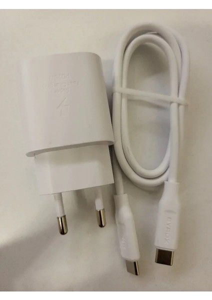 Xiaomi Redmi 9s Uyumlu 25W Şarj Başlığı ve Type-C To Type-C 1m Beyaz Kablo