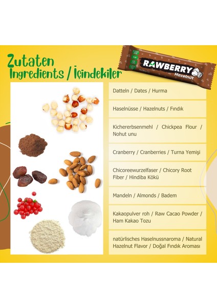 Fındıklı Şeker Ilavesiz Vegan Glütensiz Kuruyemiş Bar Kutuda 15 Adet modelleri
