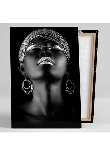 Afrikalı Siyahi Gümüş Küpeli Kadın Afrıcan Woman Kanvas Tablo AR030115 fiyatları