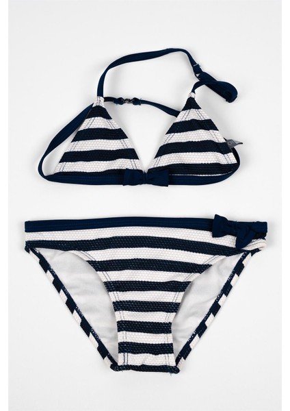 Kız Çocuk Lacivert Beyaz Çizgili Bikini Takımı fırsatları