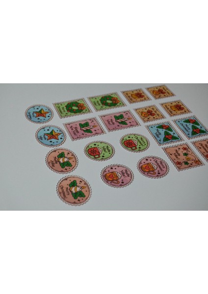 *özel Kesim* Yılbaşı-Merry Christmas- Stamp Sticker Set -20ADET-