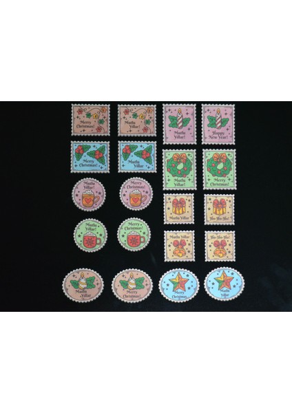 *özel Kesim* Yılbaşı-Merry Christmas- Stamp Sticker Set -20ADET- fırsatları