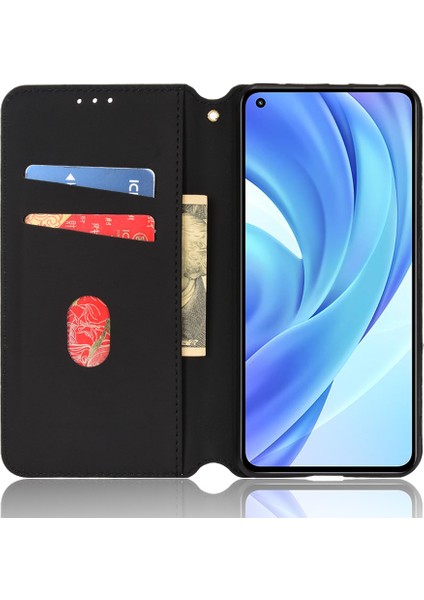 Manyetik Otomatik Kapanış Folio Flip Tam Koruma 3D Rhombus Xiaomi Için Stand Cüzdanı ile Pu Deri Telefon Kılıfı 11 Lite 5g Ne/mı 11 Lite 4g/5g-Black (Yurt Dışından) fırsatları