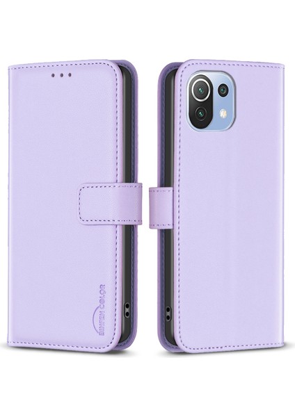 Xiaomi 11 Lite 5g Ne/mı 11 Lite 5g/4g Cep Telefonu Stand Pu Deri Kılıf Cüzdan Telefon Kapak Morası (Yurt Dışından)