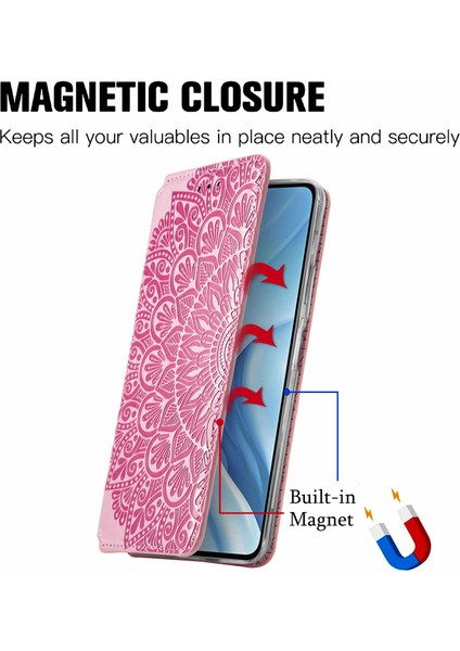 Baskılı Mandala Çiçek Deseni Otomatik Absorlanmış Pu Deri Kılıf Stand Stand Cüzdanı Xiaomi Mi 11 Lite 4g/5g/11 Lite 5g Ne-Pınk (Yurt Dışından)