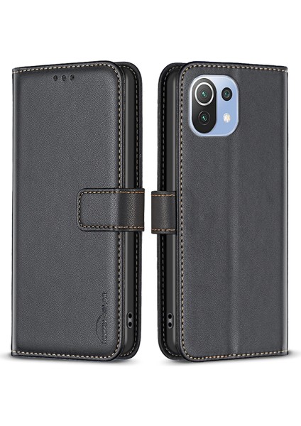 Xiaomi 11 Lite 5g Ne/mı 11 Lite 5g/4g Cep Telefonu Stand Pu Deri Kılıf Cüzdan Telefon Kapak Black (Yurt Dışından)