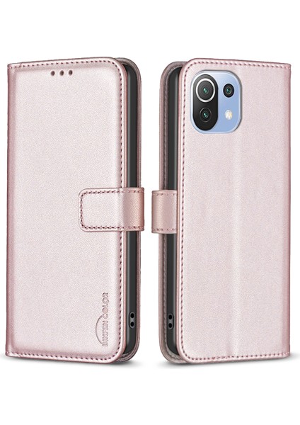 Xiaomi Için 11 Lite 5g Ne/mı 11 Lite 5g/4g Cep Telefonu Stand Pu Deri Kılıf Cüzdan Telefon Kapak Golü Altın (Yurt Dışından)