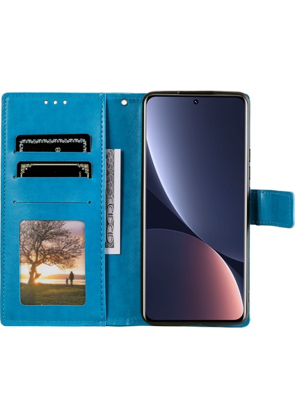 Xiaomi 12 5G/12X 5G/12S 5g Baskılı Mandala Çiçek Flip Telefon Kapağı Pu Deri Cüzdan Stand Şok Geçirmez Koruyucu Kılıf Kayış-Mavi (Yurt Dışından) fırsatları