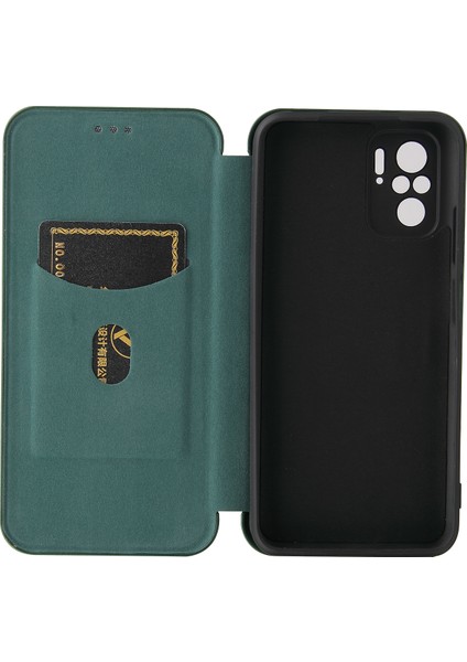 Otomatik Emilen Stant Karbon Fiber Doku Xiaomi Için Deri Kabuk Kapağı Not 10 4g/redmi Not 10S/POCO M5S 4g-Green (Yurt Dışından)