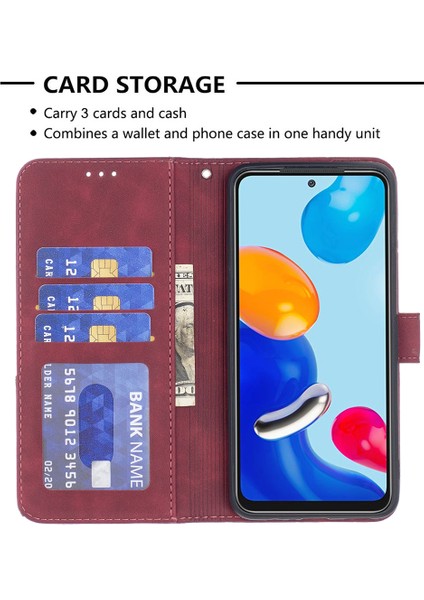 Xiaomi Redmi Için BF05 Not 11 4g (Qualcomm) Cüzdan Telefon Kılıfı Geometrik Baskı Stand Pu Deri Kapak-Kırmızı (Yurt Dışından) indirimleri