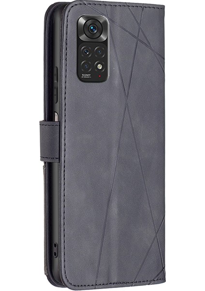 Xiaomi Redmi Için BF05 Not 11 4g (Qualcomm) Cüzdan Telefon Kılıfı Geometrik Baskı Stand Pu Deri Kapak Black (Yurt Dışından) modelleri