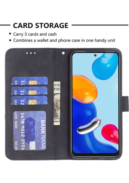 Xiaomi Redmi Için BF05 Not 11 4g (Qualcomm) Cüzdan Telefon Kılıfı Geometrik Baskı Stand Pu Deri Kapak Black (Yurt Dışından) indirimleri