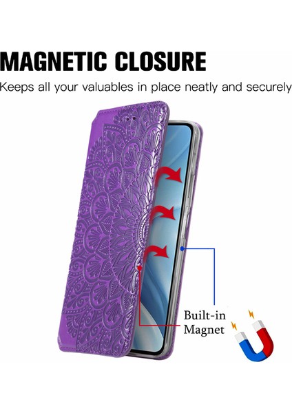 Baskılı Mandala Çiçek Deseni Otomatik Absorlanmış Pu Deri Kılıf Stand Stand Cüzdanı Xiaomi Mi 11 Lite 4g/5g/11 Lite 5g Ne-Purple (Yurt Dışından)