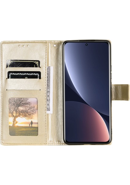 Xiaomi 12 Pro 5g /12S Pro 5g /12 Pro (Boyut) 5g Baskılı Mandala Pot Deri Deri Deri Şok Geçirmez Kapak Standı Tpu Iç Kabuk Strap-Gold (Yurt Dışından) fırsatları
