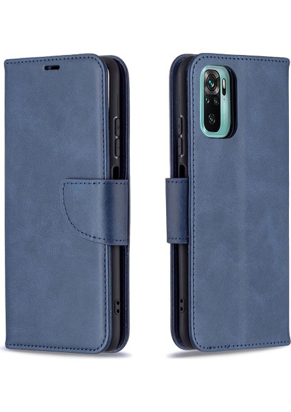 Pu Deri Şık Cüzdan Tasarım Akıllı Telefon Kasası Xiaomi Redmi Note 10 4g/not 10S/POCO M5S 4g-Blue (Yurt Dışından)
