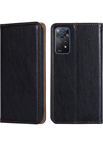 Xiaomi Redmi Için Note 12 Pro 4g/11 Pro 4g (Mediatek)/note 11 Pro 5g (Qualcomm) Manyetik Otomatik Absorbed Flip Deri Cüzdan Kılıfı Iç Tpu Folio Stand Şok Geçirmez Koruyucu Kapak Black (Yurt Dışından)