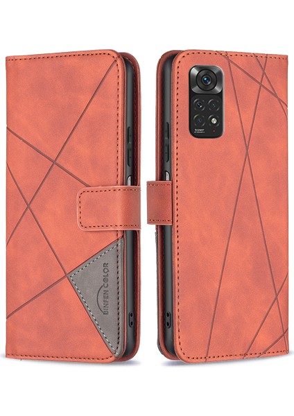 Xiaomi Için BF05 Redmi Not 11 4g (Qualcomm) Cüzdan Telefon Kılıfı Geometrik Baskı Stand Pu Deri Kapak Kılıfı (Yurt Dışından)