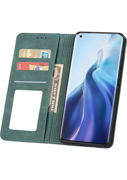 Cilt Duyarlı Otomatik Absorbed Çizgiler Deri Cüzdan Stand Telefon Kılıfı Xiaomi Mi 11 Lite 4g /5g /11 Lite 5g Ne-Yeşil (Yurt Dışından) indirimleri