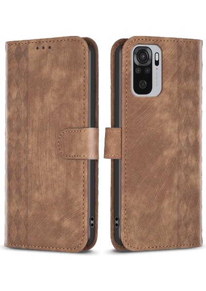 Xiaomi Redmi Için Note 10 4G/10S 4g/poco M5S 4g Stand Cüzdan Telefon Kılıfı Izgara Deseni Baskı Kapak Kılıfı (Yurt Dışından)