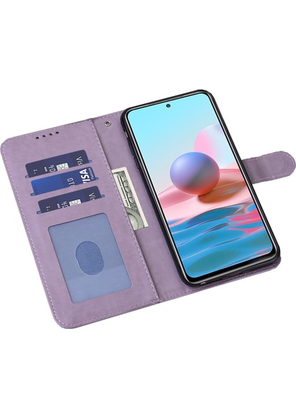 Basılı Elk ve Ağaç Deseni Cüzdan Deri Telefon Kasası Xiaomi Için Anti-Çizik Standı Kabuğu Note 10 Lite-Purple (Yurt Dışından)