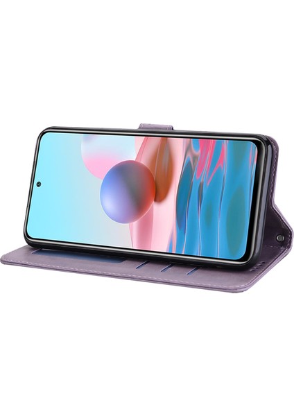 Basılı Elk ve Ağaç Deseni Cüzdan Deri Telefon Kasası Xiaomi Için Anti-Çizik Standı Kabuğu Note 10 Lite-Purple (Yurt Dışından)