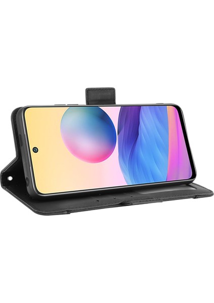 Çoklu Kart Yuvası Stand Tasarım Cüzdan Deri Telefon Kılıfı Xiaomi Redmi Note 10 5g/poco M3 Pro 5g/4g-Black (Yurt Dışından)