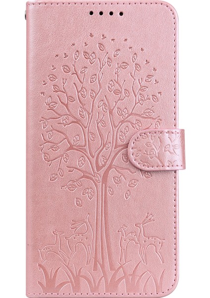 Baskılı Elk ve Ağaç Deseni Cüzdan Deri Deri Telefon Kılıfı Xiaomi Redmi Için Stand Standı Kabuğu Note 10 Lite-Pink (Yurt Dışından) fiyatları