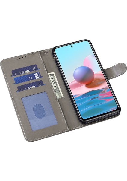 Basılı Elk ve Ağaç Deseni Cüzdan Deri Telefon Kasası Xiaomi Için Anti-Çizik Standı Kabuğu Note 10 Lite-Grey (Yurt Dışından)