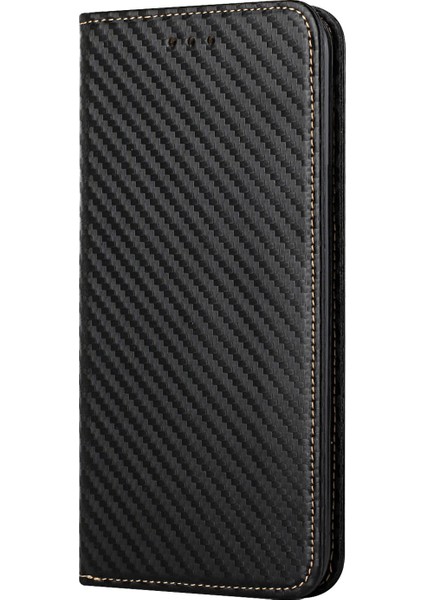 Çok Yönlü Koruma Flip Manyetik Otomatik Emici Karbon Fiber Doku Standı Cüzdanı Pu Deri Kasa Kapak El Kayışı ile Xiaomi Mi 11 Pro-Black (Yurt Dışından)