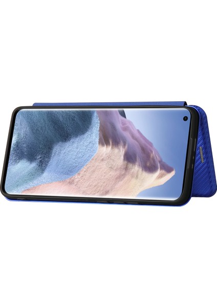 Xiaomi Mi 11 Ultra-Mavi Için Otomatik Emilmiş Karbon Fiber Doku Stand Kapağı (Yurt Dışından)