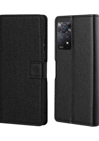Xiaomi Redmi Için Note 12 Pro 4g/11 Pro 4g (Mediatek)/note 11 Pro 5g (Qualcomm) Litchi Doku Telefon Kapağı Pu Deri Stand Cüzdan Kılıfı (Yurt Dışından)