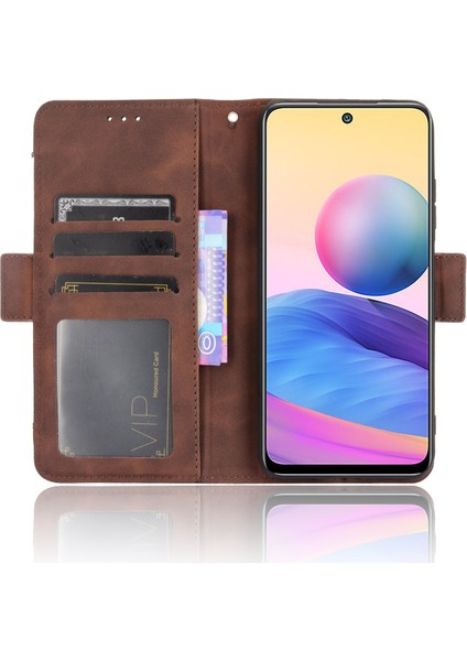 Çoklu Kart Yuvası Stand Tasarım Cüzdan Deri Telefon Kılıfı Xiaomi Redmi Note 10 5g/poco M3 Pro 5g/4g-Brown (Yurt Dışından) indirimleri