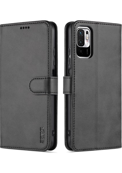 Çok Yönlü Koruma Cüzdan Tasarımı Pu Deri Telefon Standı Kapak Kapağı Kılıfı Xiaomi Redmi Note 10 5g/poco M3 Pro 4g/poco M3 Pro 5g-Black (Yurt Dışından)
