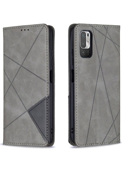 Geometrik Desen Xiaomi Poco M3 Pro 4g/5g/redmi Için Otomatik Absorbed Cüzdan Deri Stand Kılıfı (Yurt Dışından)