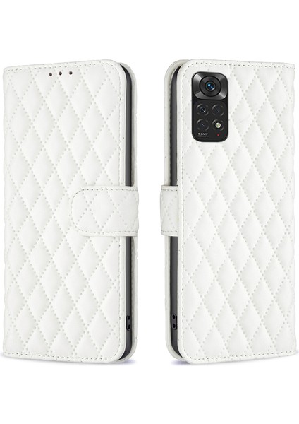 Xiaomi Redmi Için Note 11 4g (Qualcomm)/not 11S 4g Mat Pu Deri Deri Telefon Kılıf Ranavra Baskılı Cüzdan Stand Tam Koruyucu Kapak-Beyaz (Yurt Dışından)