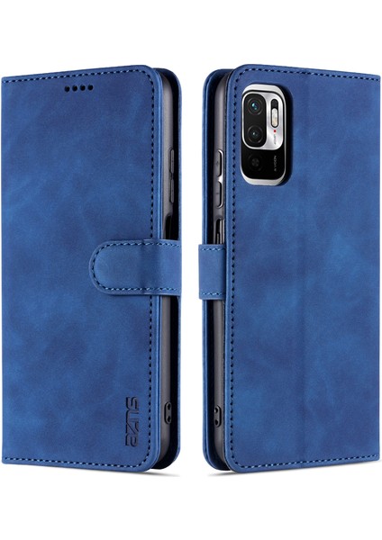 Çok Yönlü Koruma Cüzdan Tasarımı Pu Deri Telefon Standı Kapak Kasası Xiaomi Redmi Note 10 5g/poco M3 Pro 4g/poco M3 Pro 5g-Blue (Yurt Dışından)