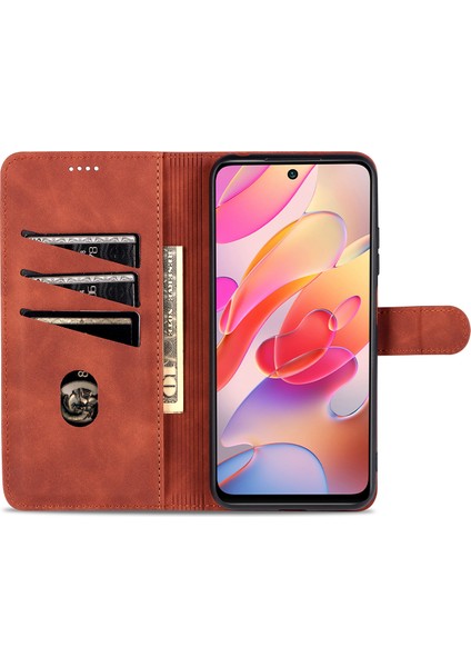 Çok Yönlü Koruma Cüzdan Tasarımı Pu Deri Telefon Stant Kapağı Kapak Kasası Xiaomi Redmi Note 10 5g/poco M3 Pro 4g/poco M3 Pro 5g-Kırmızı (Yurt Dışından)