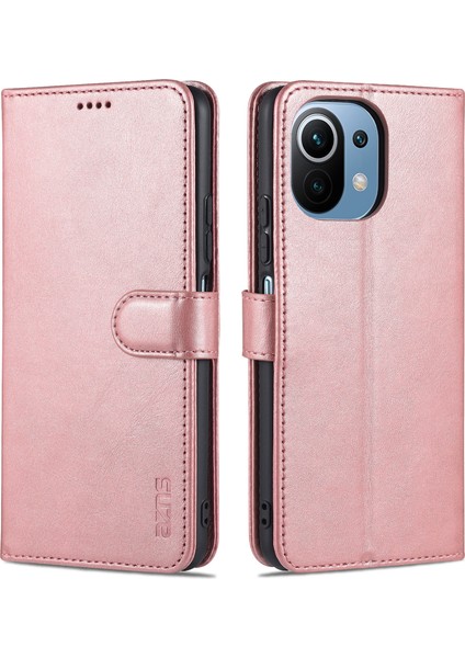 Cüzdan Deri Manyetik Kapanma Folio Flip Stant Standı Kapağı Xiaomi Mi 11 Lite 4g /5g /11 Lite 5g Ne-Rose Altın (Yurt Dışından)